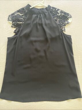 Express Black Lace-Shoulder Blouse